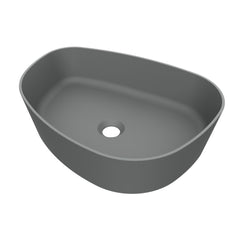 Arcqua Rocker waskom - 50x37x13cm - opbouw - rechts - organisch - cast marble grijs mat