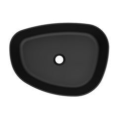 Arcqua Rocker waskom - 50x37x13cm - opbouw - rechts - organisch - cast marble zwart mat