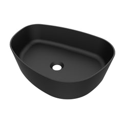 Arcqua Rocker waskom - 50x37x13cm - opbouw - rechts - organisch - cast marble zwart mat