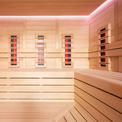 AWT Sauna E1613C-IR Hemlock 180x180 9kW TheWall