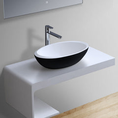 StoneArt Wastafel LC153 - zwart - wit mat - 60x35cm