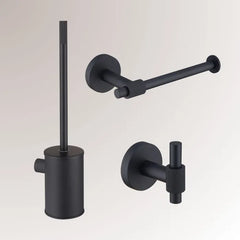 Best Design High-End Toilet Accessory Set, including Toilet Brush, Roll Holder, and Hook, Matte Black
