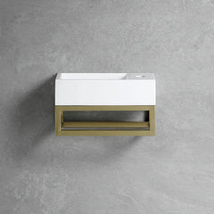 Best Design R-Line Nancy basin 36cm gloss white with gold passe-partout frame