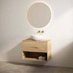 Best Design Rigatti badmeubel 78cm eiken met ribbelfront en eiken topblad