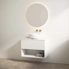 Best Design Rigatti bathroom furniture 60cm white matte with ribbed front and white high-gloss top