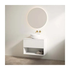 Best Design Rigatti badmeubel 78cm wit mat met ribbelfront en wit mat topblad