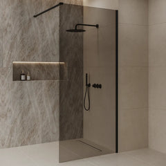 Best Design Dalis walk-in shower 80cm black with mocha glass
