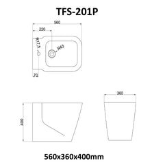 StoneArt Staand bidet TFS-201P - wit mat - 56x36
