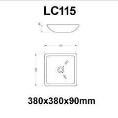 StoneArt waskom LC115 - solid surface - 38x38cm - vierkant