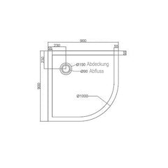 StoneArt LXFR douchebak - 3cm - solid surface - kwart rond - wit