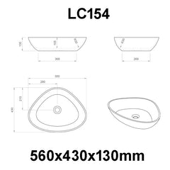 StoneArt solid surface Waskom LC154 - mat betongrijs