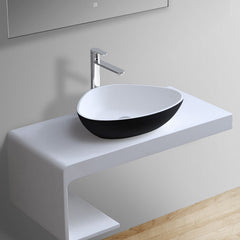 StoneArt solid surface waskom LC154 - mat zwart/wit