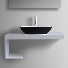 StoneArt solid surface waskom LC154 - mat zwart/wit