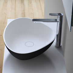 StoneArt solid surface waskom LC154 - mat zwart/wit