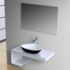 StoneArt solid surface waskom LC154 - mat zwart/wit