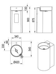 StoneArt Vrijstaande Wastafel LZ550 42x54cm - mat zwart