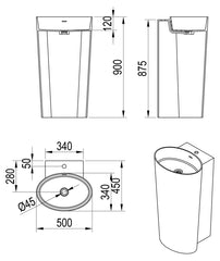 StoneArt Vrijstaande Wastafel LZ551 - mat zwart -50x45cm