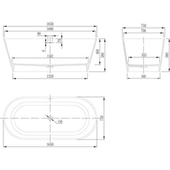 StoneArt Vrijstaand Badkuip BS-553 /wit/165x75/mat