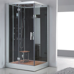 AWT Stoomdouche DZ959F8 zwart/120x90/links met achterwanden en douchebak