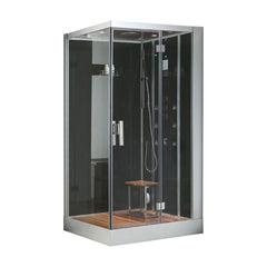 AWT Stoomdouche DZ959F8 zwart/120x90/rechts met achterwanden en douchebak