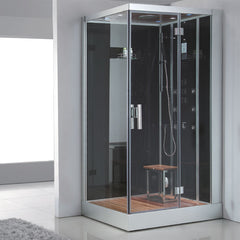 AWT Stoomdouche DZ959F8 zwart/120x90/rechts met achterwanden en douchebak