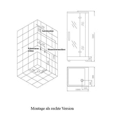 AWT Stoomdouche DZ960F8 wit/100x90/rechts met douchebak en achterwanden