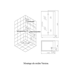 AWT Stoomdouche DZ959F8 wit/120x90/rechts met achterwanden en douchebak