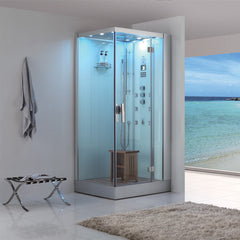 AWT Stoomdouche DZ960F8 wit/100x90/rechts met douchebak en achterwanden