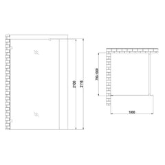 AWT LW inloopdouche profiel loos helderglas/rookglas
