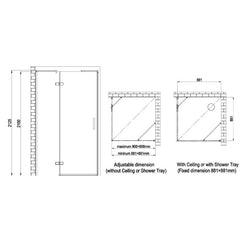 AWT LBS Douchecabine - rookglas/helderglas - 90x90/100x100 - Matzwart/Chroom