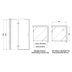 AWT LBS Douchecabine - rookglas/helderglas - 90x90/100x100 - Matzwart/Chroom