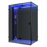 AWT Stoomdouche LD111F15 zwart/150x90/links zonder douchebak en achterwanden