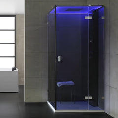 AWT Stoomdouche LD106F15 zwart/100x100/rechts zonder achterwanden en douchebak