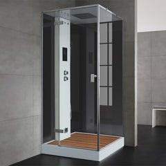 AWT Stoomdouche LD206F15 zwart/100x100/links met douchebak en achterwanden