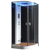 AWT Stoomdouche LD209F15 met douchebak en achterwanden zwart/100x100