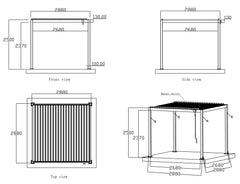 AWT Pergola P2-3 basic met handslinger - Waterdicht & Weerbestendig - Antraciet RAL 7043