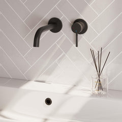 BRAUER Carving Wastafelmengkraan inbouw - gebogen uitloop links/rechts - hendel lang smal carving-