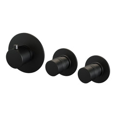 BRAUER Black Edition thermostatische inbouw badkraan SET 02 met uitloop en 3-standen handdouche en doucheslang en wandaansluitbocht mat zwart