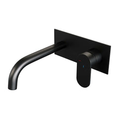 BRAUER Black Edition inbouw wastafelmengkraan met gebogen uitloop en afdekplaat model C1 mat zwart