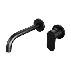 BRAUER Black Edition inbouw wastafelmengkraan met gebogen uitloop en rozetten model C1 mat zwart