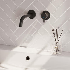 BRAUER Black Edition inbouw wastafelmengkraan met gebogen uitloop en rozetten model B1 mat zwart