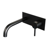 BRAUER Black Edition inbouw wastafelmengkraan met gebogen uitloop en afdekplaat model A1 mat zwart