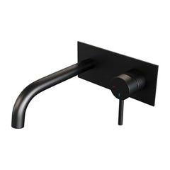 BRAUER Black Edition inbouw wastafelmengkraan met gebogen uitloop en afdekplaat model A1 mat zwart