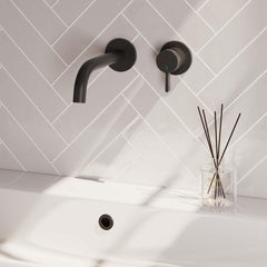 BRAUER Black Edition inbouw wastafelmengkraan met gebogen uitloop en rozetten model E1 mat zwart