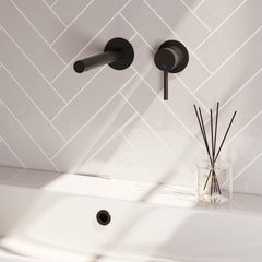 BRAUER Black Edition inbouw wastafelmengkraan met rechte uitloop en rozetten model A1 mat zwart