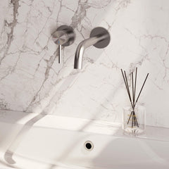 BRAUER Carving Wastafelmengkraan inbouw - gebogen uitloop links/rechts - hendel lang smal carving-