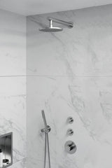 Brauer Gunmetal Edition Complete Built-in Rain Shower with 3-Function Hand Shower, Straight Wall Arm, and 20/30 cm Head Shower - Set 8 - Gunmetal Brushed PVD