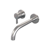 Brauer Brushed Edition Wastafelmengkraan inbouw - gebogen uitloop rechts - hendel middel dik - model E2 - geborsteld RVS PVD