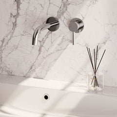 BRAUER Carving Wastafelmengkraan inbouw - gebogen uitloop links/rechts - hendel lang smal carving-