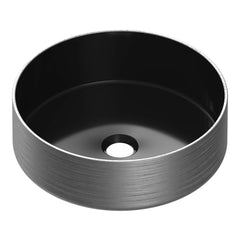 Brauer Circle waskom keramiek 36cm zwart mat met zilveren buitenkant